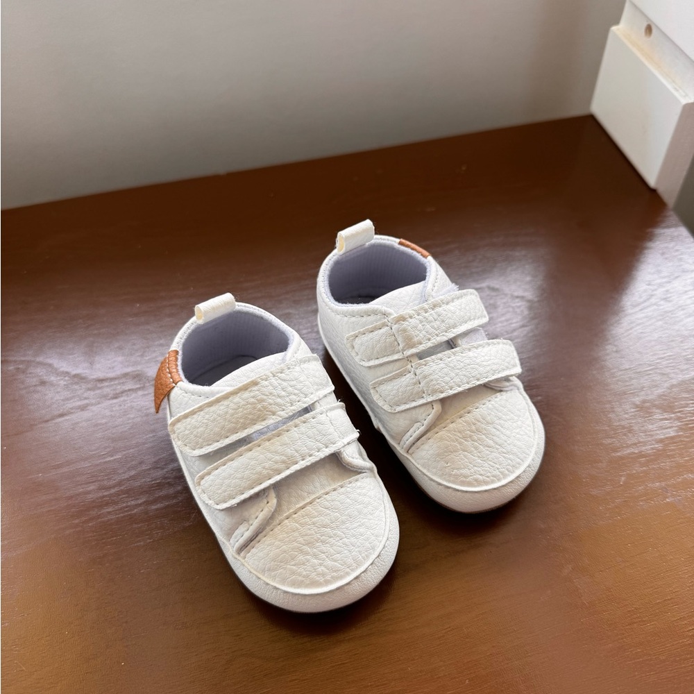 Infant White Velcro Sneakers